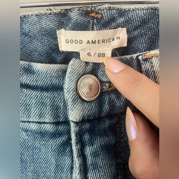 Good American Womens Super Distressed High Rise  Jeans size 6/28 - Medium Wash - Picture 5 of 6